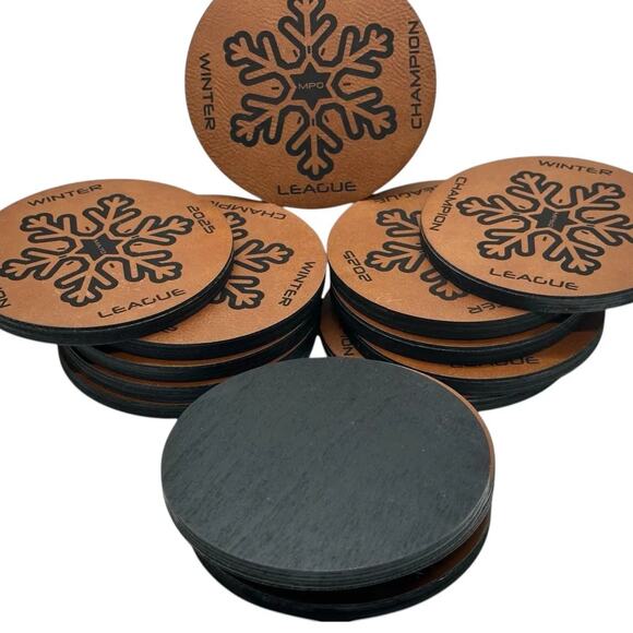 DISC GOLF Custom Mini Leather On Wood 2 Layer Laser Engraved Discgolfer - Picture 3 of 5